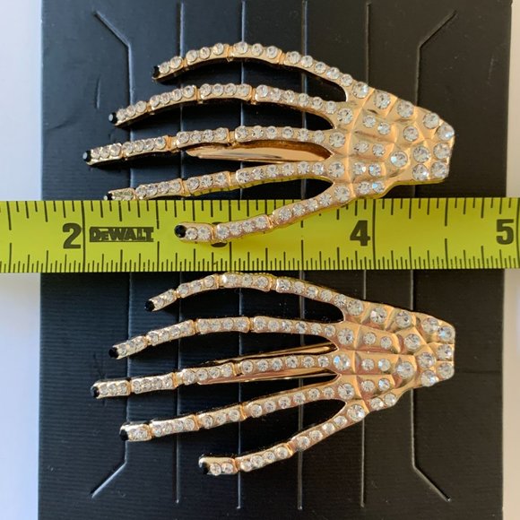 NOC C&C California Rhinestone Skeleton Hand Hair Clips Halloween Gothic … - Picture 8 of 9